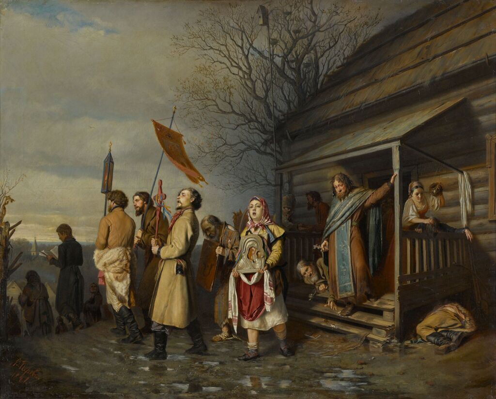 Василий Перов. Сельский крестный ход на Пасхе. 1861 г.